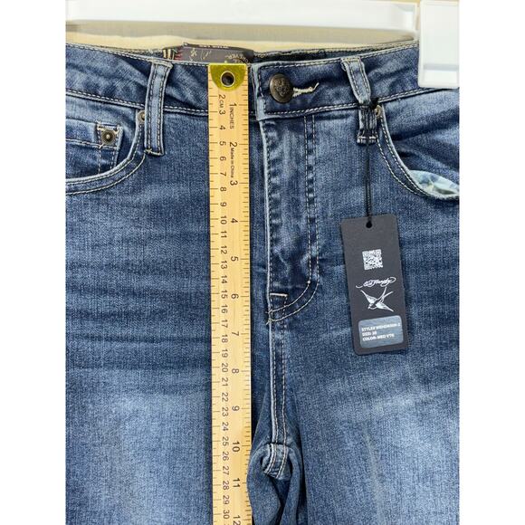 Ed Hardy Brave Hearts Wide Leg Jeans Women’s Size 28 Y2K Retro Denim - Picture 2 of 10